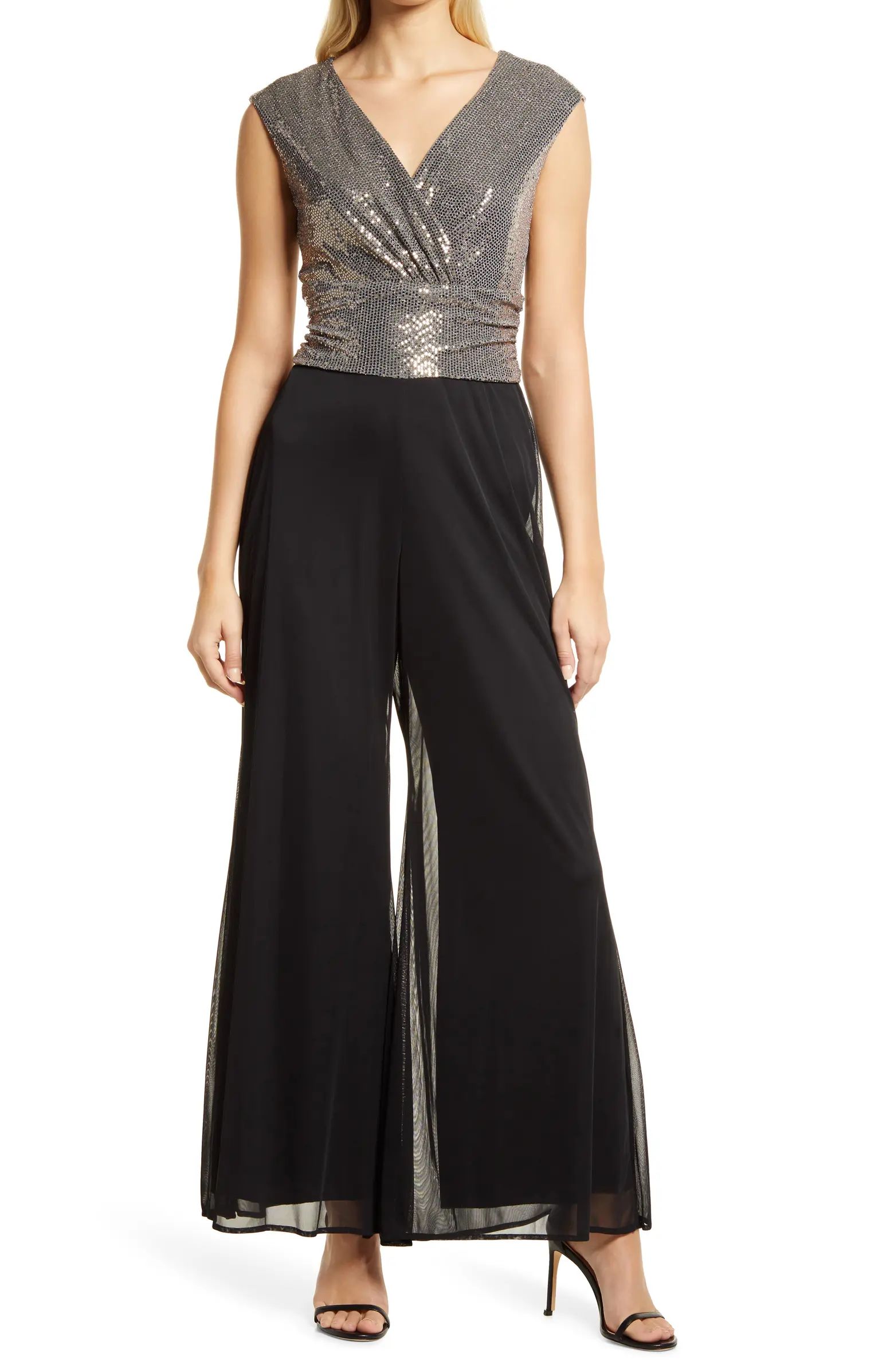 CAxLZ by Connected Apparel Jennifer Sequin & Chiffon Jumpsuit | Nordstrom | Nordstrom