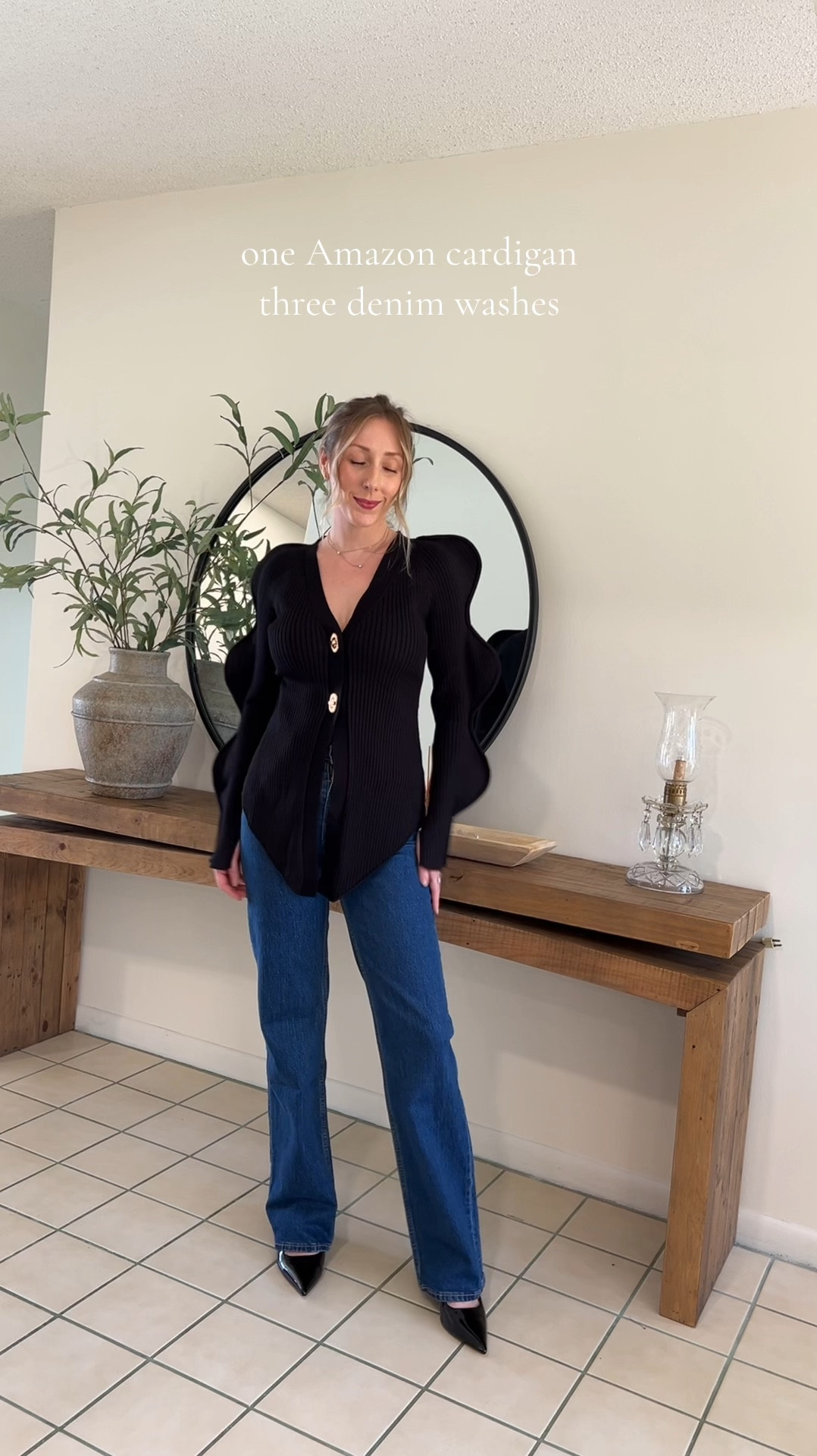 Amazon long sleeve scalloped chic statement top with Abercrombie jeans 

#LTKVideo #LTKSeasonal #LTKFindsUnder100