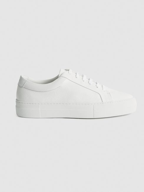 Reiss White Finley Leather Trainers | Reiss UK