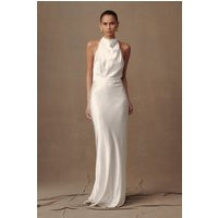 Esther Iridescent Satin Cowl Maxi Dress - Ivory | MESHKI US