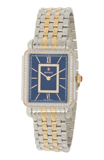 MICHELE Women's Deco Two-Tone Diamond Embellished Bracelet Watch, 20mm x 43mm - 0.52 ctw in 2T Silver/Gold at Nordstrom Rack | Nordstrom Rack