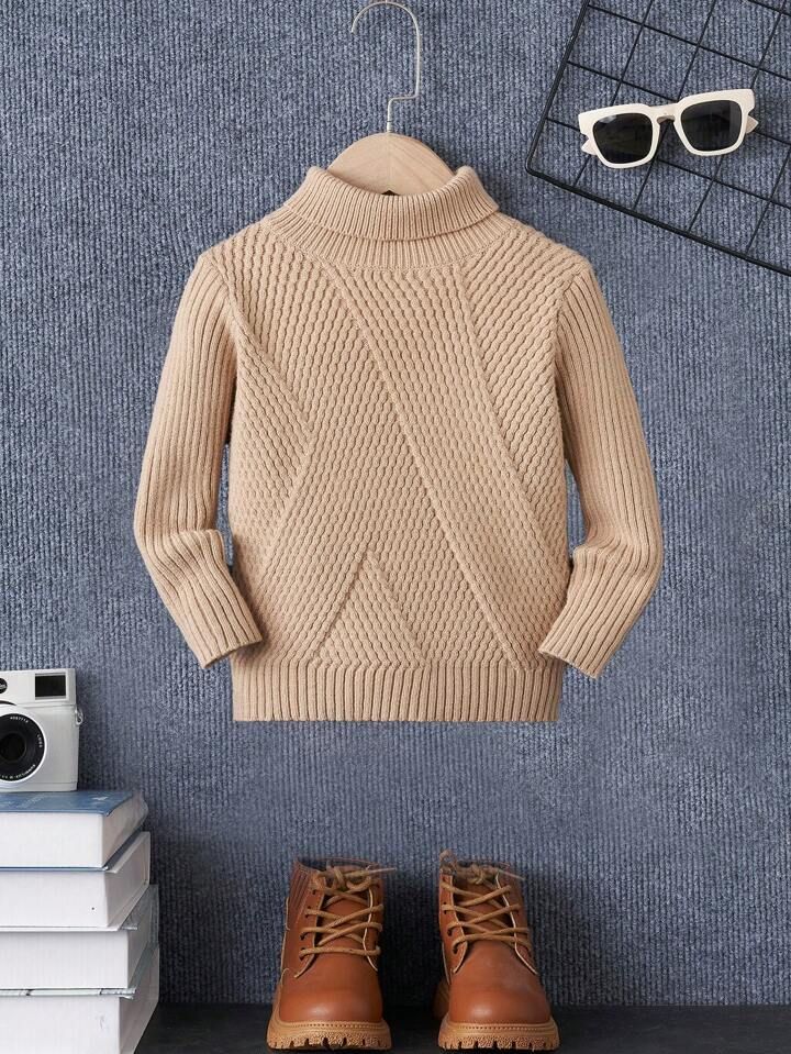 SHEIN Kids EVRYDAY Young Boy Turtleneck Solid Sweater | SHEIN