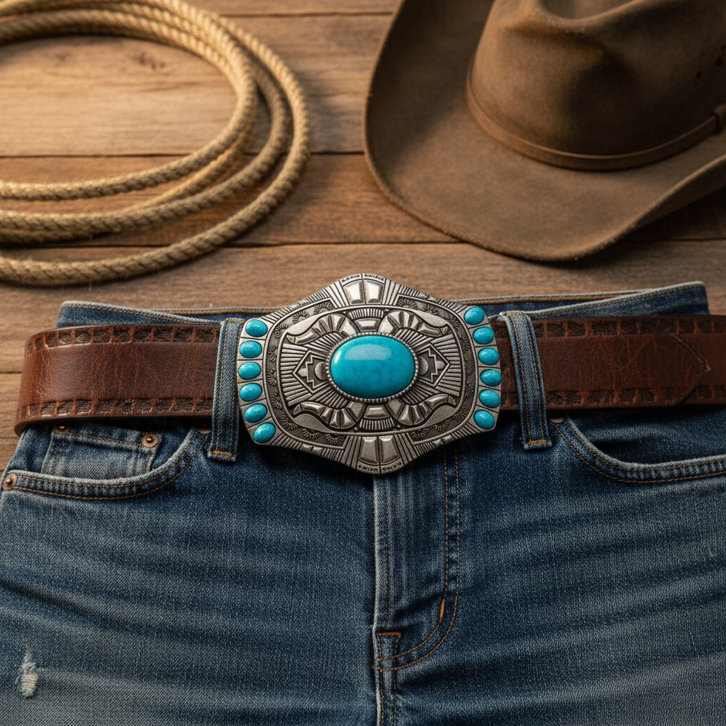 Men Women Silver Metal Belt Buckle Southwestern Ethnic Bold Turquoise Blue Color | eBay US
