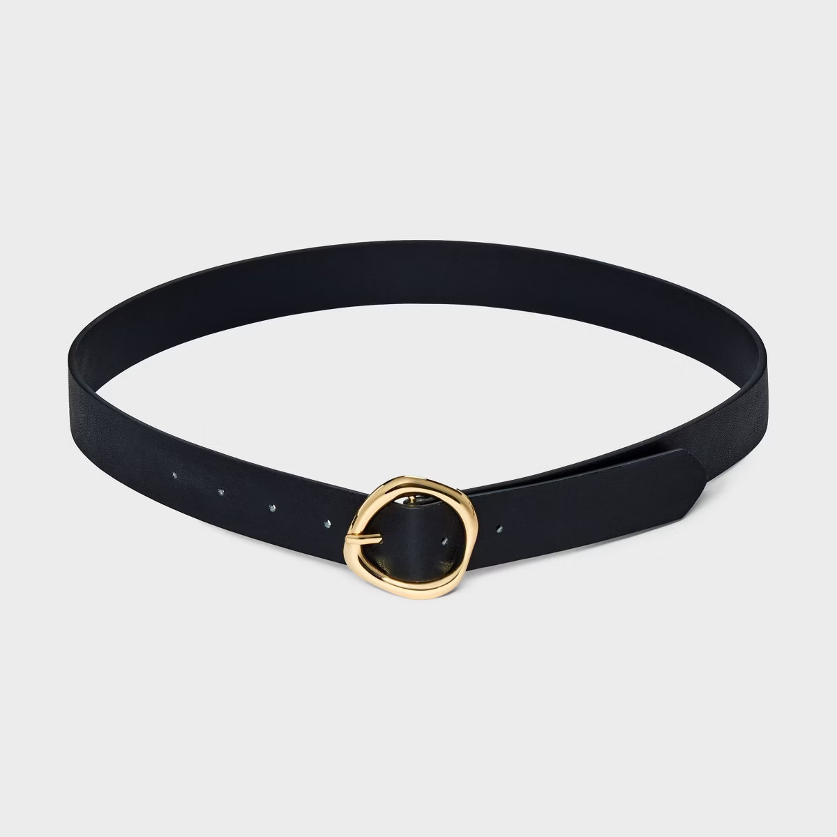 Women's Round Sculptural Buckle Belt - A New Day™ Black | Target