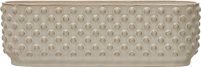 Stoneware Hobnail Window Planter with 3 Sections, Reactive Glaze, White (Each One Will Vary) | Amazon (US)