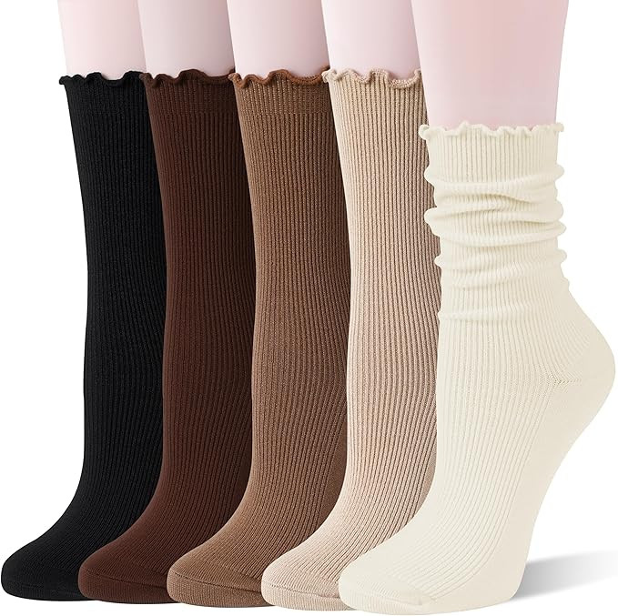 Thin Merino Wool Ruffle Boot Socks Warm Winter Cozy Frilly Soft Casual Breathable Socks for Women... | Amazon (US)