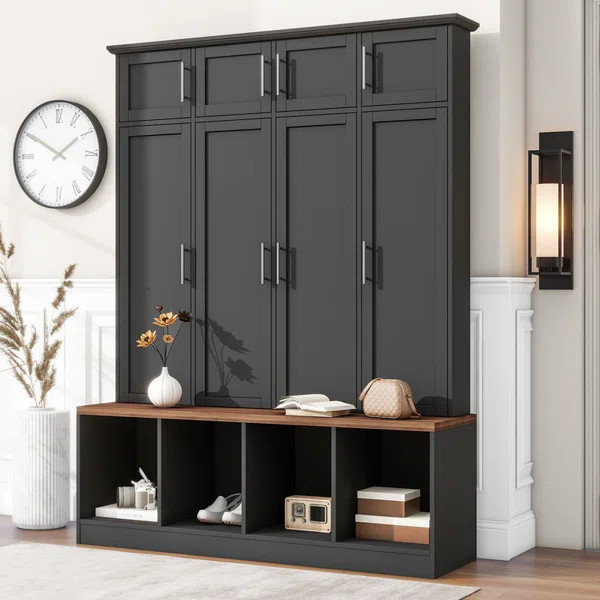 Klement Hall Tree 59.1'' Wide with Bench and Shoe Storage | Wayfair North America