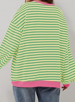 Eytino Women Plus Size Sweatshirt Striped Color Block Crew Neck Pullover Tops Long Sleeve Casual ... | Amazon (US)