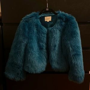 Teal blue faux fur jacket | Poshmark