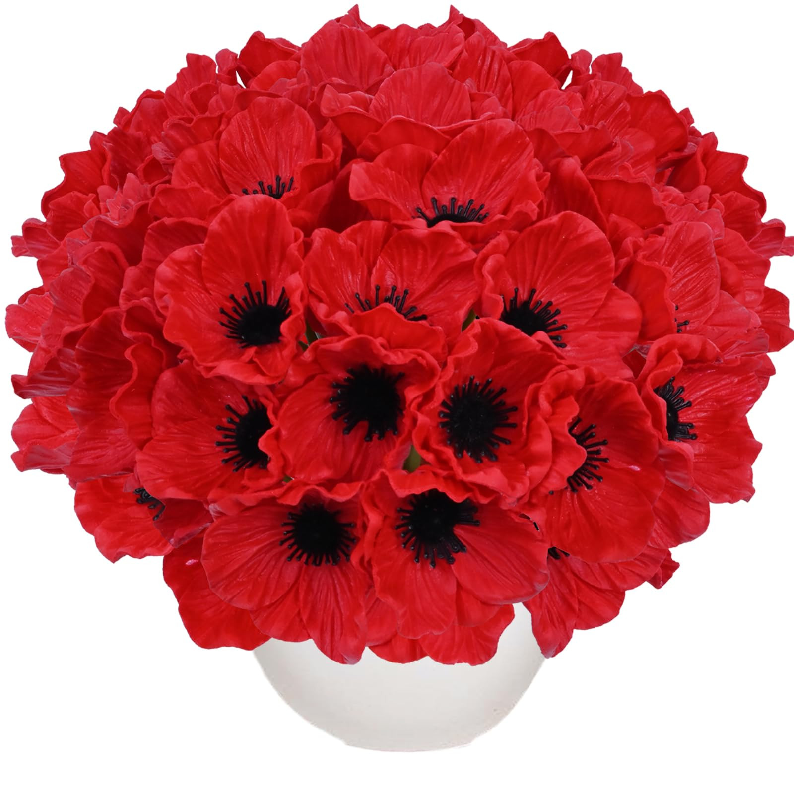 30Pcs Red Poppy Artificial Flowers 11" Real Touch No Fade PU Fake Flowers for Valentine's Day Gif... | Amazon (US)