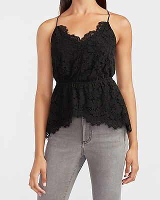 Lace V-Neck Peplum Cami | Express