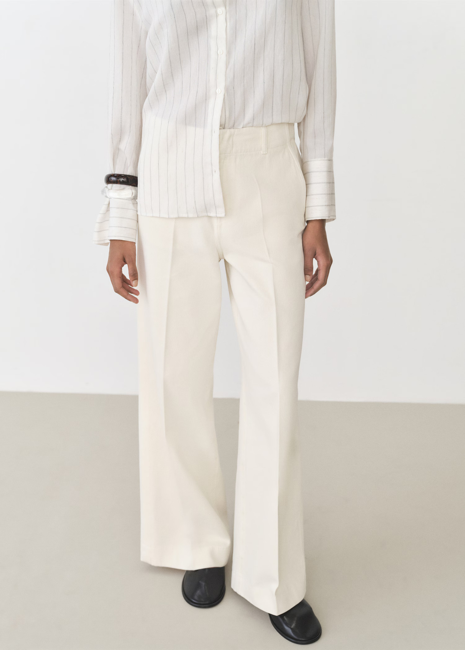 High-waisted wideleg cotton trousers - Women | MANGO United Kingdom | MANGO (UK)