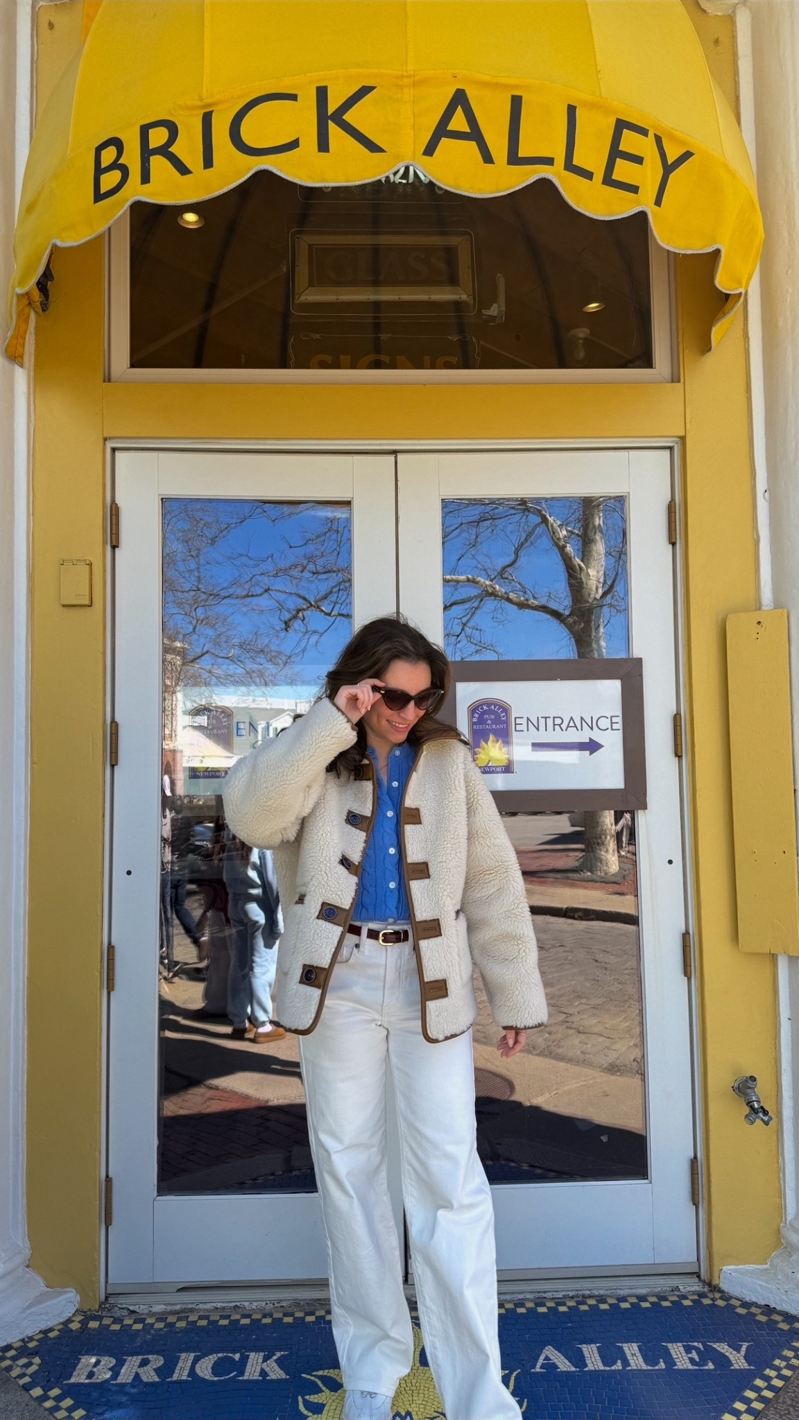 Newport, RI fit! 🤍🌊🥂

White shearling coat  / white fluffy coat / cream fluffy coat / blue, Ralph Lauren sweater / blue cardigan / blue sweater / brown leather belt / brown and gold leather belt / white jeans / ecru jeans / white boot, cut jeans / spring coat / summer jeans / spring denim / coastal grandmother / coastal granddaughter
￼

#LTKdayinmylife #LTKTravel #LTKootd