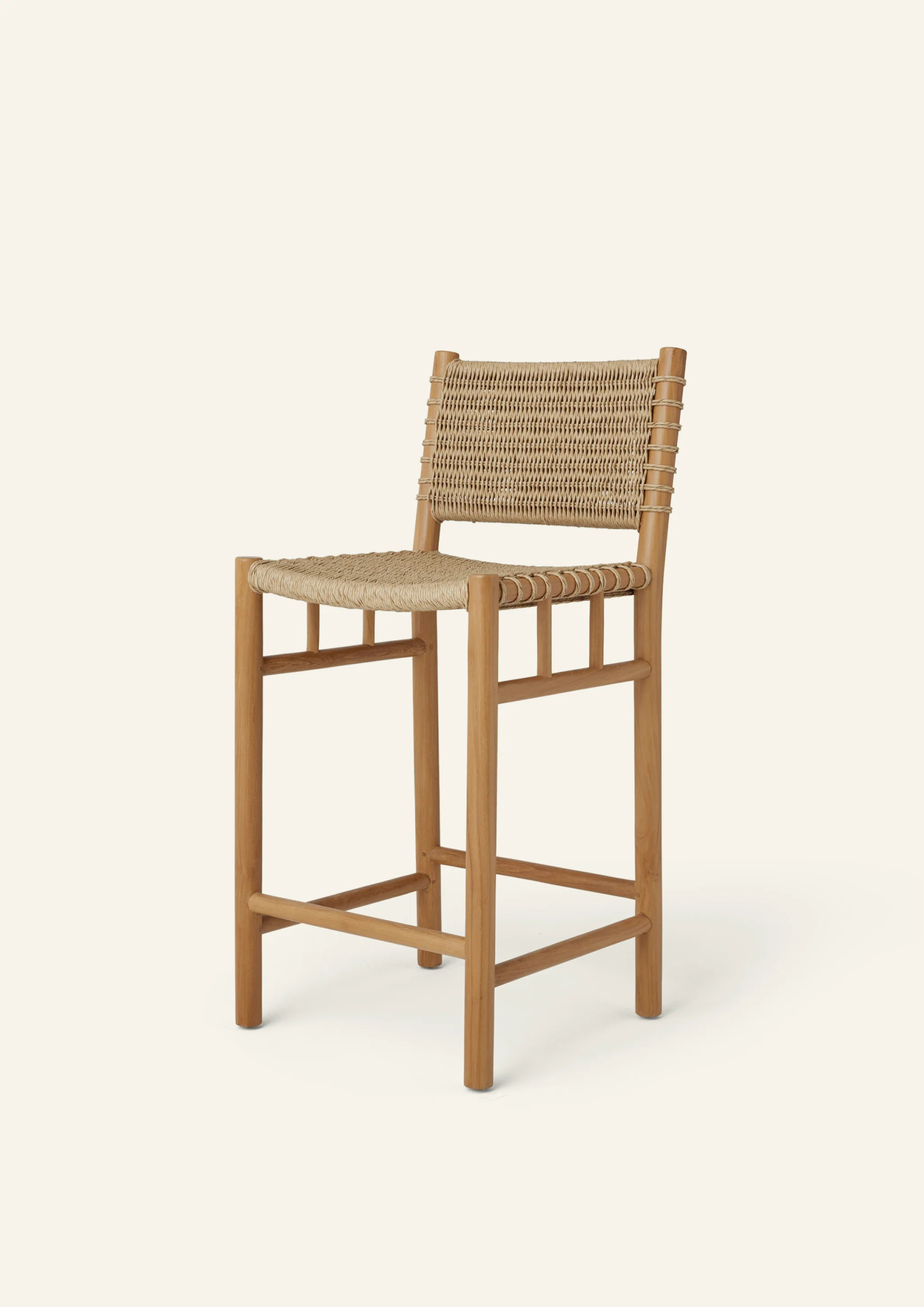 Ema Stool - Performance counter stool with teak frame and synthetic rattan seat | Häti Home