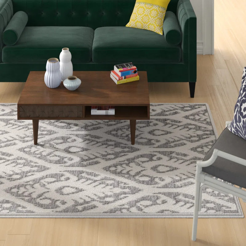 Wilbraham Ikat Gray Indoor / Outdoor Area Rug | Wayfair North America