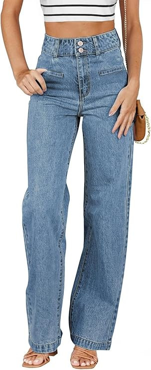 Sidefeel Women's Jeans High Waisted Straight Leg Stretchy Jeans Trendy Loose Wide Leg Zimbaplatin... | Amazon (US)