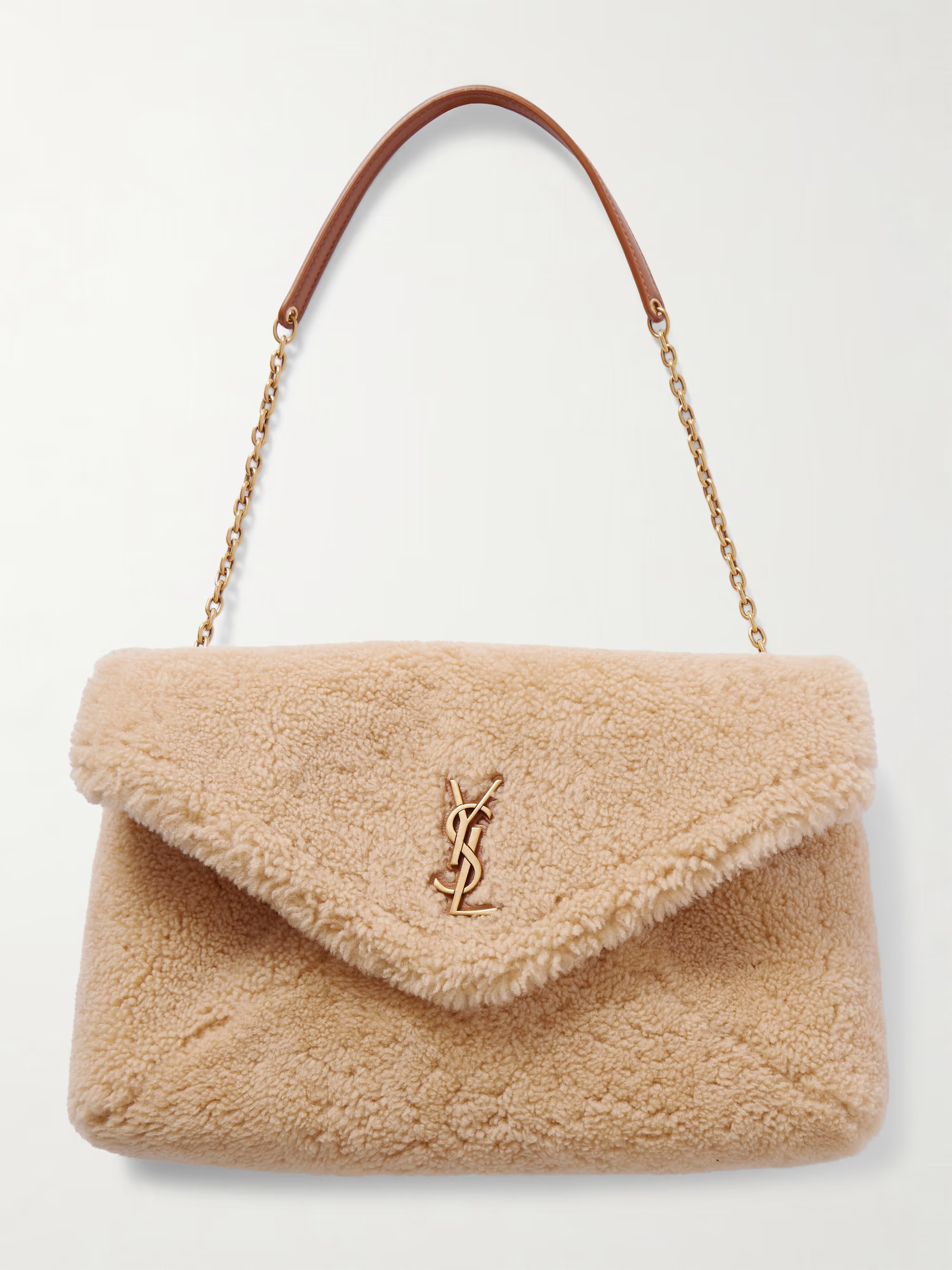 Cassandre Schultertasche aus Shearling mit Lederbesätzen | NET-A-PORTER (UK & EU)