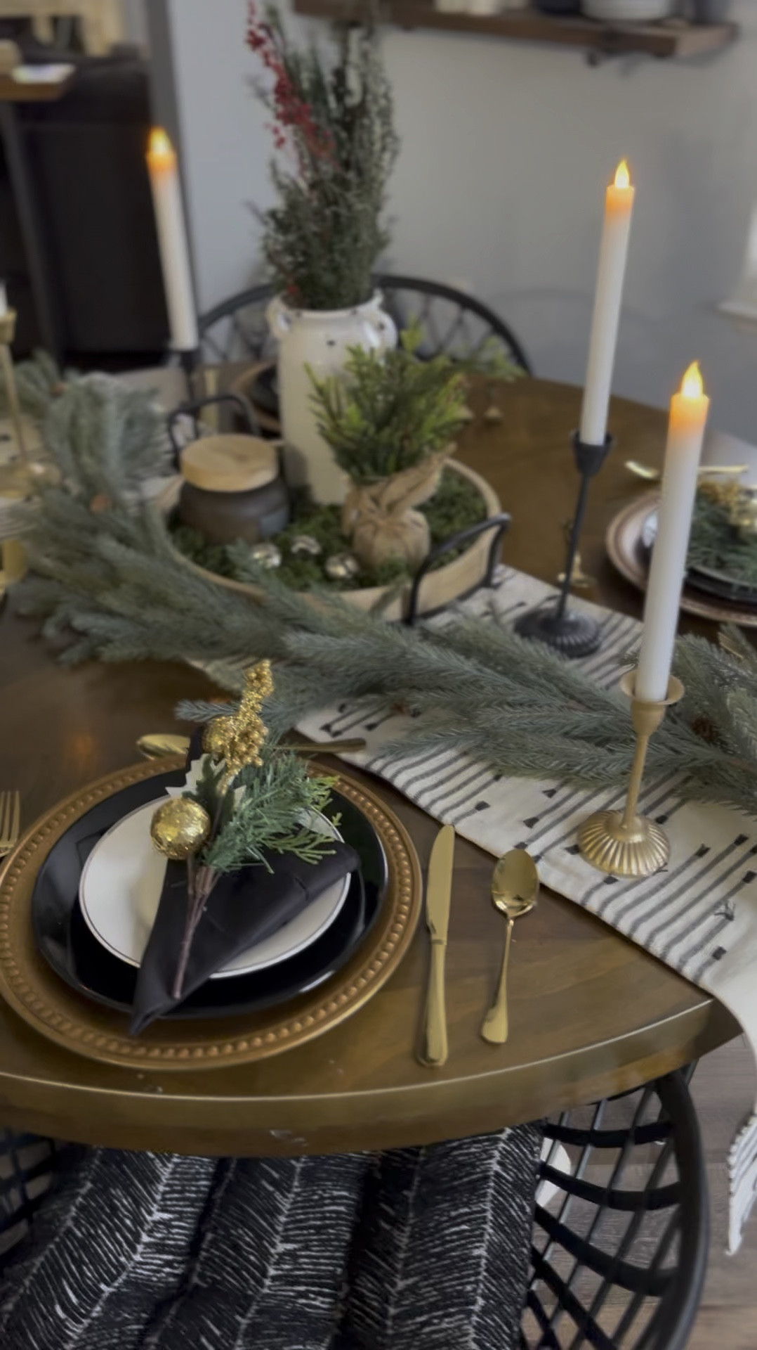 Holiday table setting 🖤🌲🔔❤️ Exact plates, decor, and candle holders are from the dollar tree! 👏 linked some other options for you!  

#LTKHome #LTKHoliday #LTKStyleTip