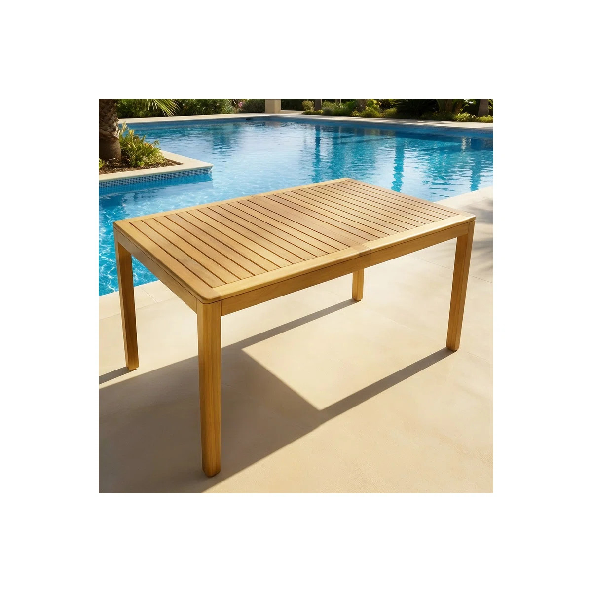 Classic 63"L Rectangular Outdoor Dining Table for Garden, Patio & Poolside, 6-Person - UV Resista... | Wayfair North America