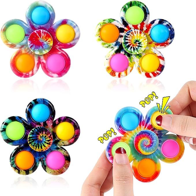 Effacera Pop Fidget SpinnerToys 4 Pack, Tie-Dye Popper Pop Bubble Spinner Set, Party Favor Sensor... | Amazon (US)