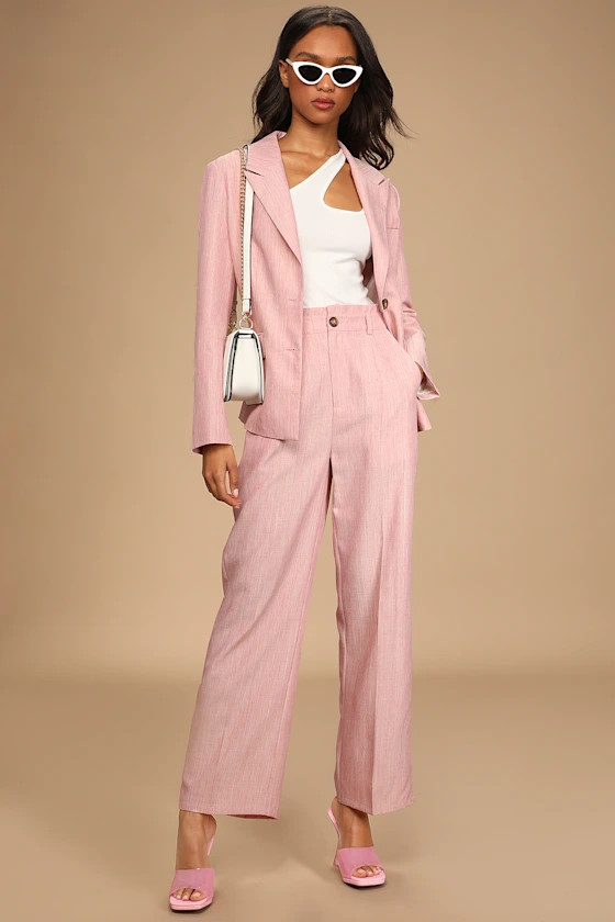 Taking Charge Pink Wide-Leg Trouser Pants | Lulus (US)
