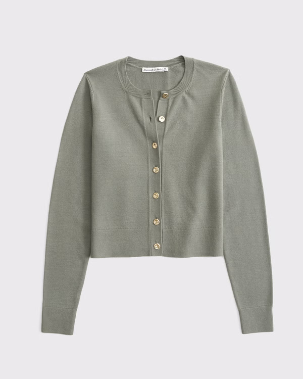 Women's LuxeLoft Shrunken Crew Cardigan | Women's Clearance | Abercrombie.com | Abercrombie & Fitch (US)