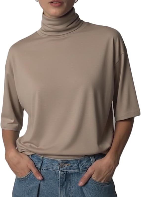 Gmeitoey Womens Oversized Turtleneck Tops Mock Neck Tee Pullover Clothes | Amazon (US)