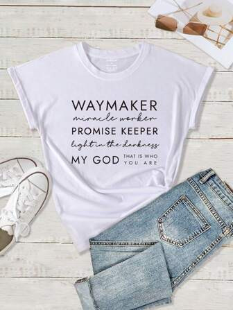 SHEIN LUNE Slogan Graphic Tee | SHEIN