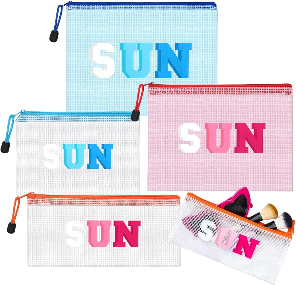 4 Pcs Beach Pouch Sunscreen Bag for Beach Pool Waterproof Zipper Pouches Bulk Clear Sun Makeup Po... | Amazon (US)