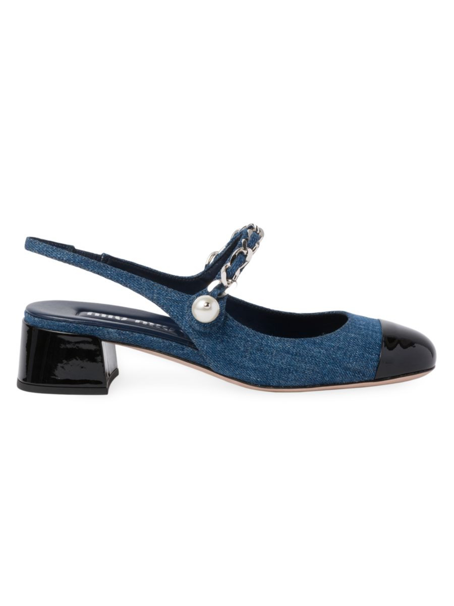 35MM Denim Ballet Slingback Pumps | Saks Fifth Avenue