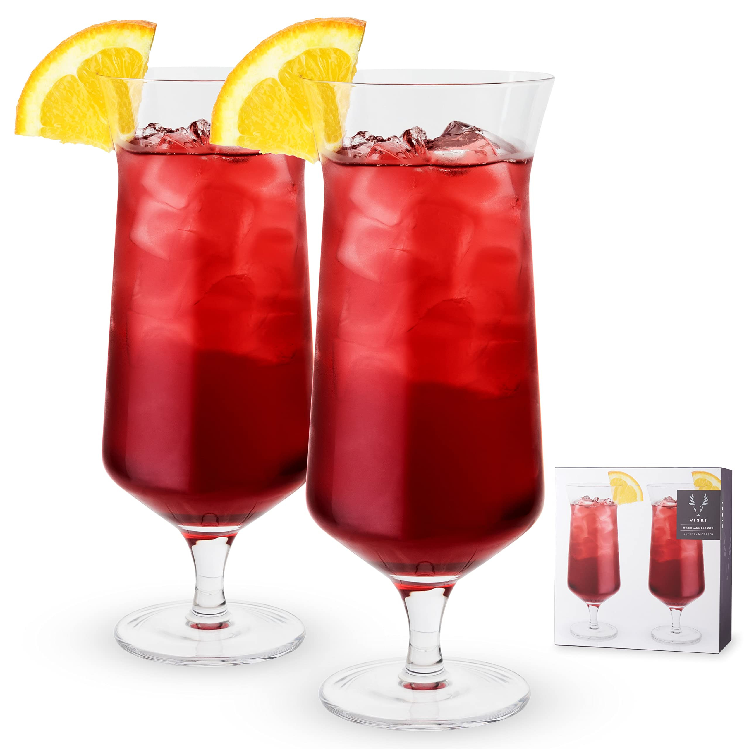Viski Raye Hurricane Glasses, Perfect for Pina Coladas, Tropical Cocktail Glass, Crystal Glasses ... | Amazon (US)
