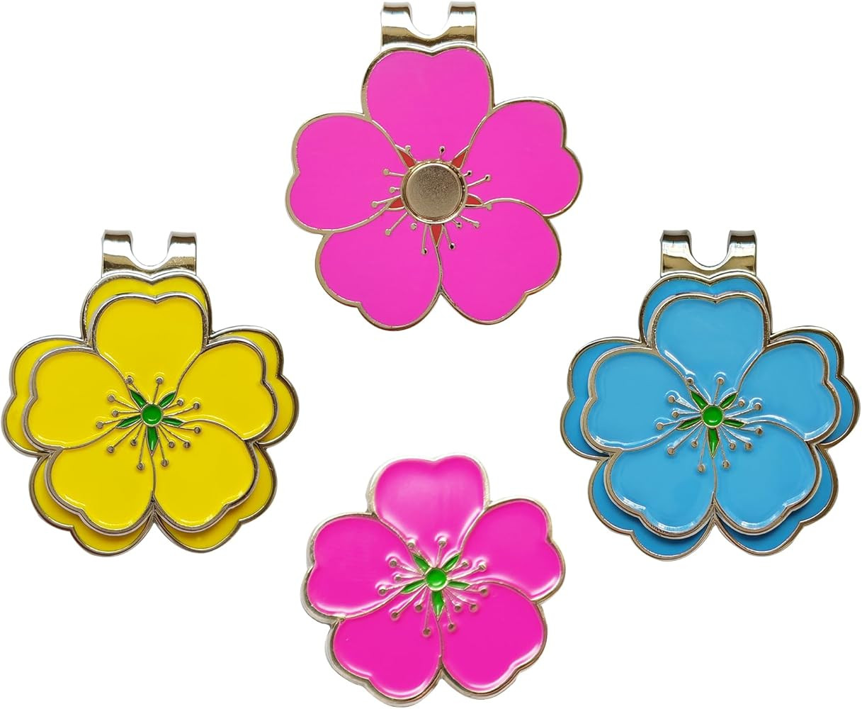 Eshan Golf Ball Marker and Magnetic Golf Hat Clip Set Flower Clover Clips Markers Golf Bag Access... | Amazon (US)