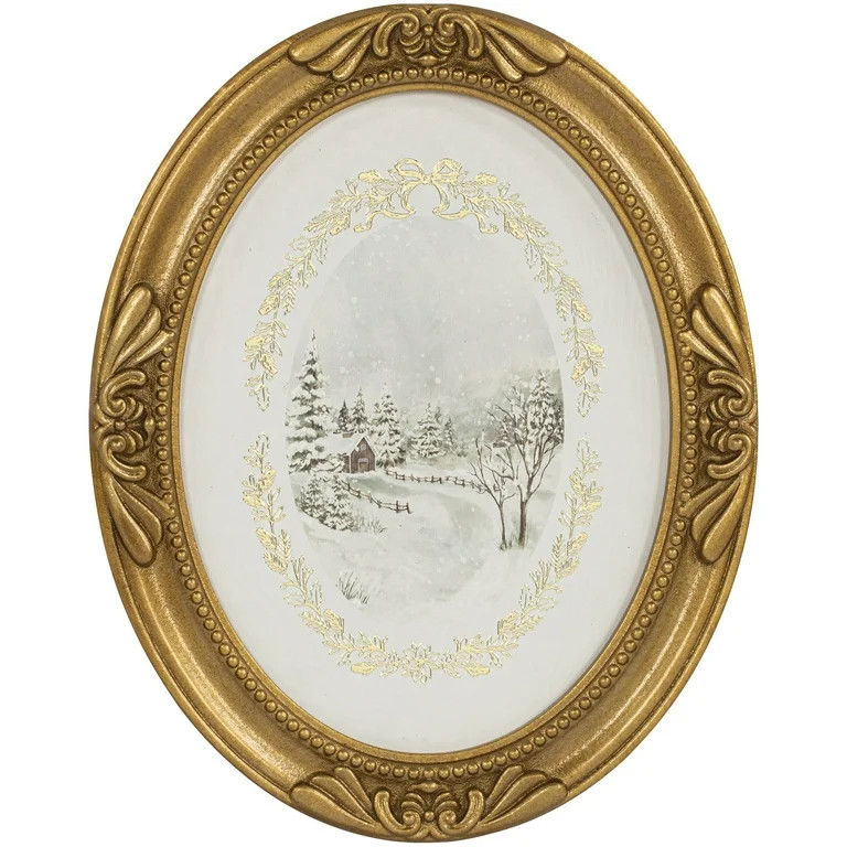 My Texas House Cozy Christmas Day Oval Decorative Framed Holiday Wall Art 11x14 | Walmart (US)