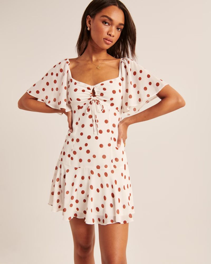 Women's Flutter Sleeve Keyhole Mini Dress | Women's Dresses & Jumpsuits | Abercrombie.com | Abercrombie & Fitch (US)