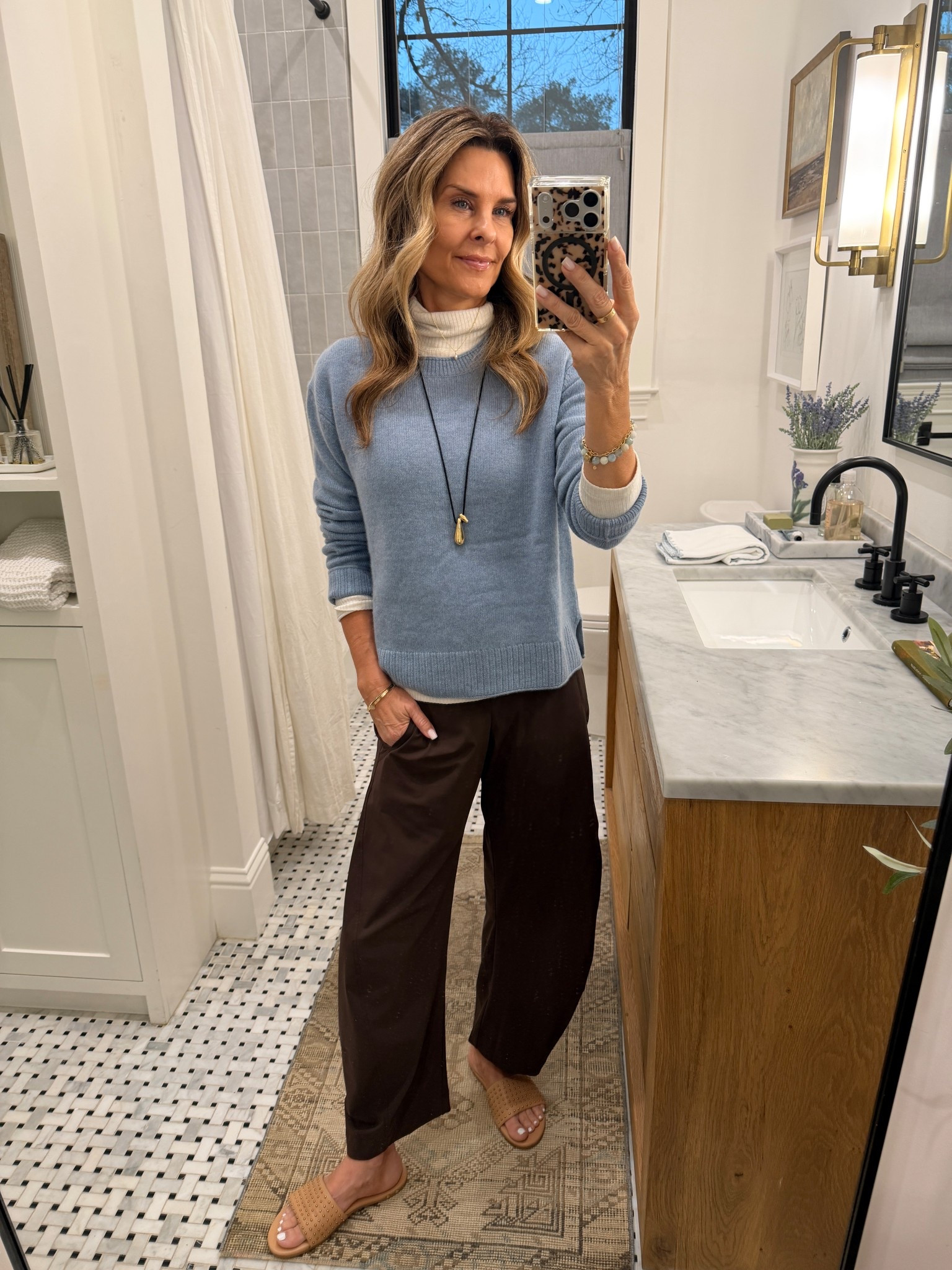 -Quince sweater sz S
-Madewell turtleneck 
-Ruti pants are really all that they say they are! Comfortable thin fabric that flows in a flattering way. Elastic band in back, do not wrinkle. I love them.  I’m 5’6”. Also available in petite.  Wearing a 2 
-Beeks sands with arch support! So amazing and comfortable! I wear 6 1/2 a 7 fits perf! DISCOUNT CODE TAMMY10 
 




#LTKootd #LTKgrwm #LTKOver40