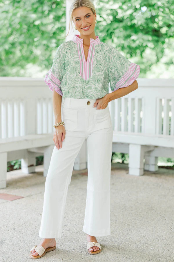 For Keeps Green Floral Blouse | The Mint Julep Boutique