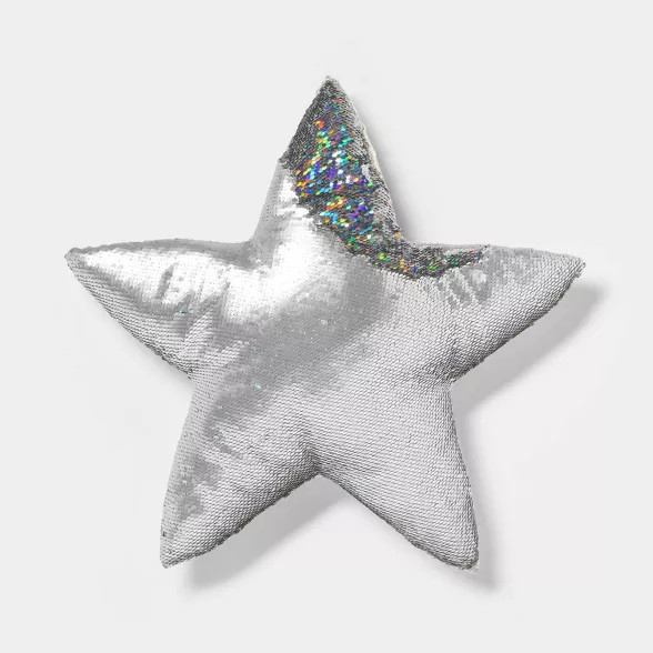 Star Sequins Throw Pillow Silver - Pillowfort™ | Target