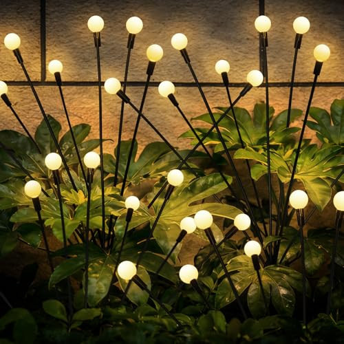 SPRKLINLIN Solar Garden Lights – Swaying LED Solar Lights Outdoor Decorations, Waterproof Yard & Patio Lights with Flexible Iron Wire & Heavy Bulb Base for Garden Decor,Warm White (4 Pack) | Amazon (US)