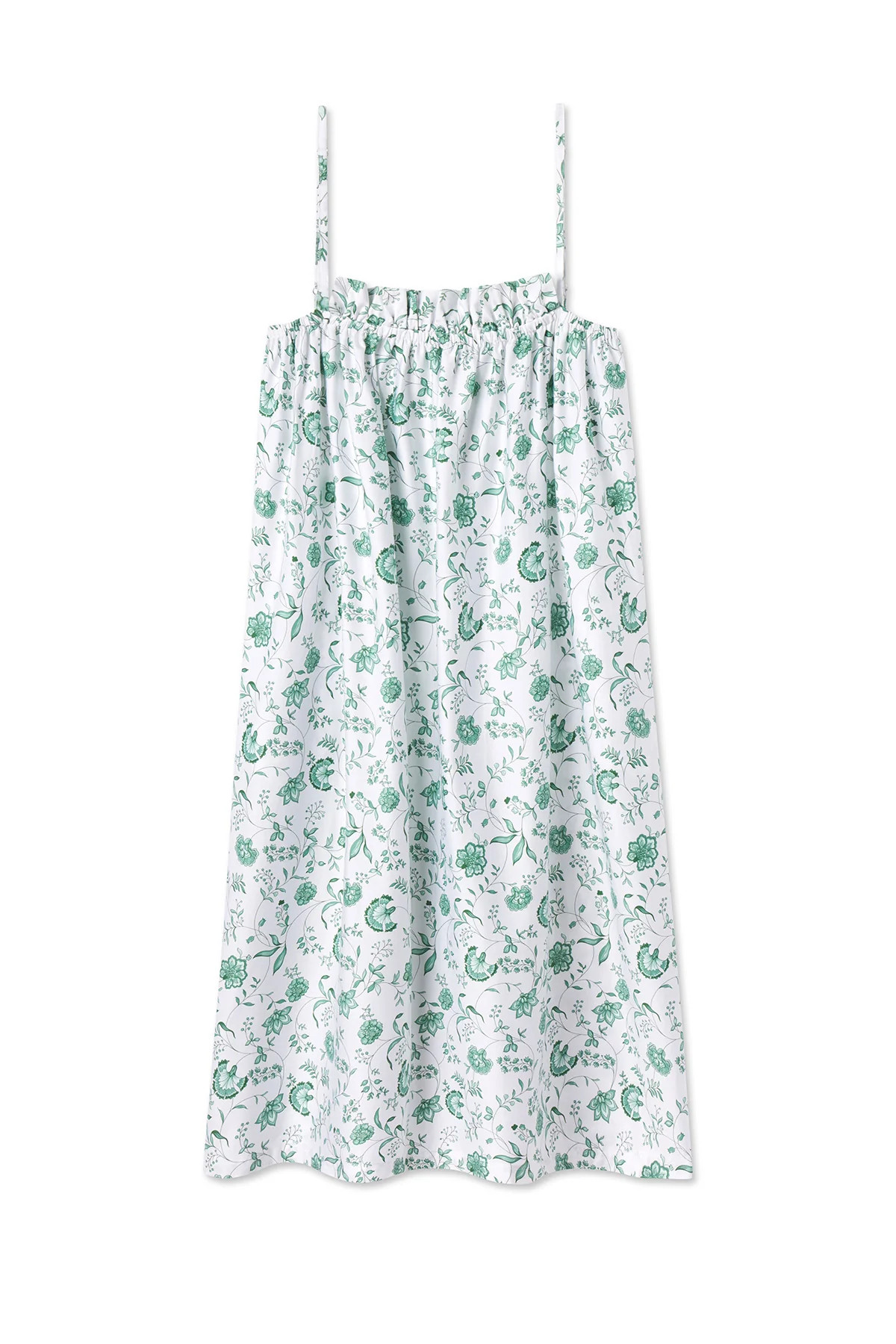 Poplin Ruffle Midi Nightgown in Meadow Vines | Lake Pajamas