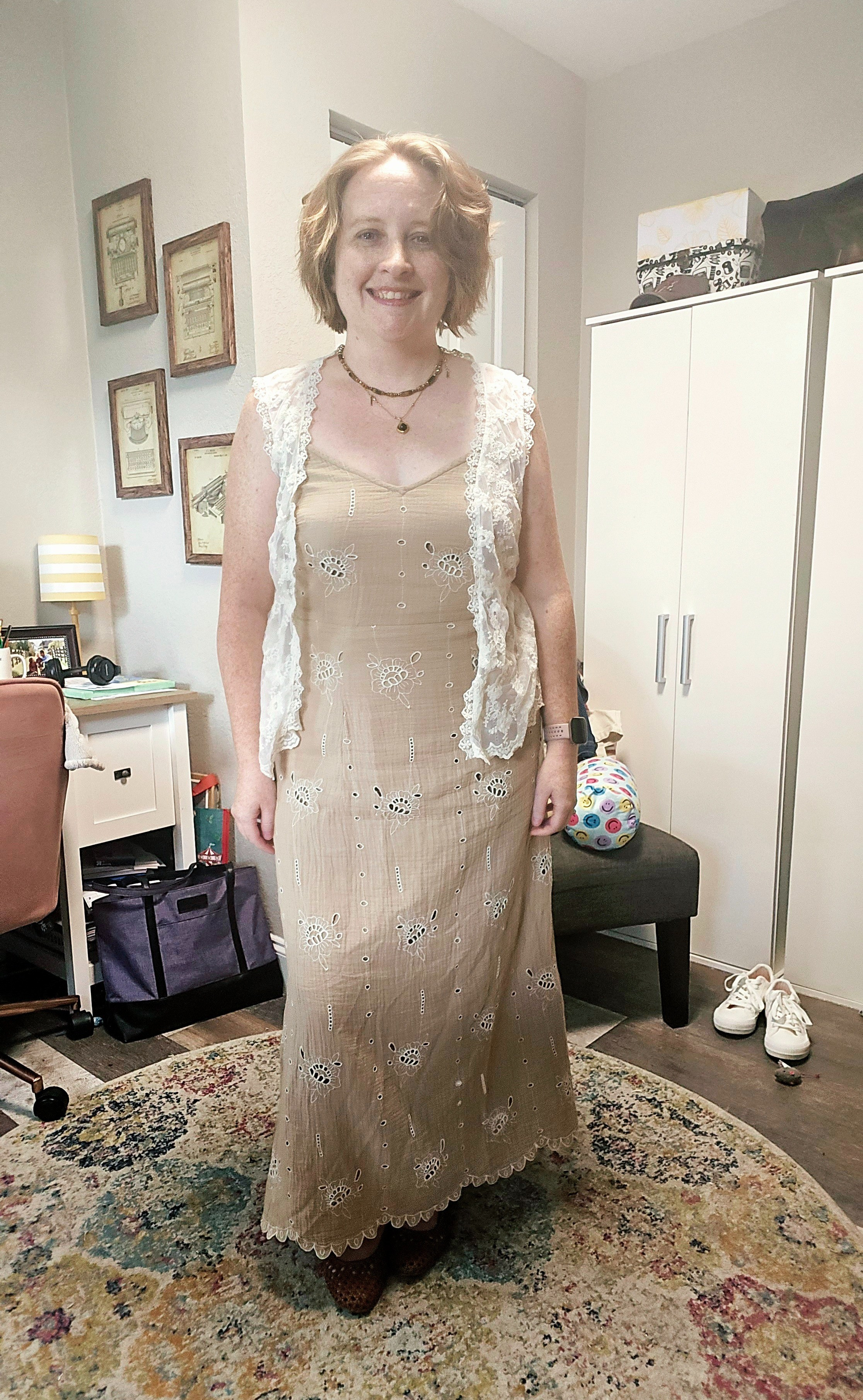I literally just got this gorgeous, 100% cotton, eyelet dress by Universal Thread at Target, and it's already sold out online. As in no product page to direct you to. 

 #LTKootd #LTKPetite