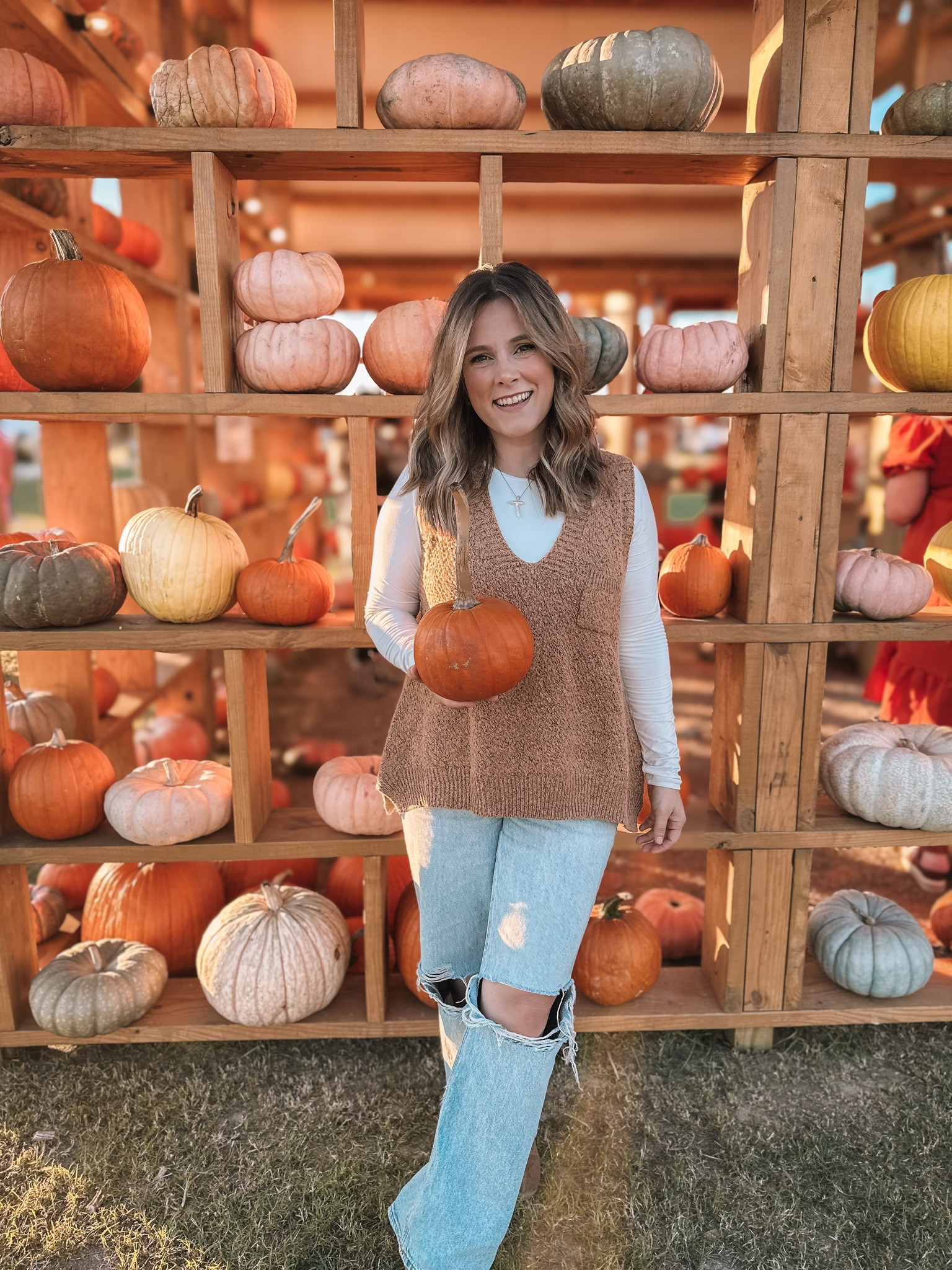 Pumpkin patch outfit 🧡 cute fall sweater vest & stovepipe jeans. 

#LTKstyletip #LTKfindsunder50 #LTKSeasonal
