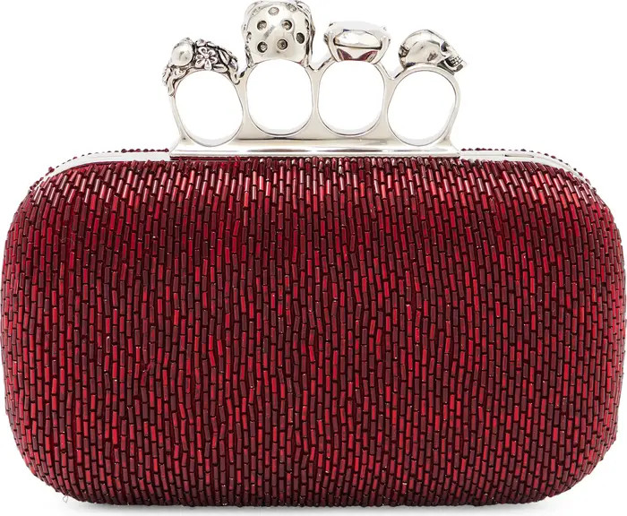 Skull Crystal Embellished Four-Ring Box Clutch | Nordstrom