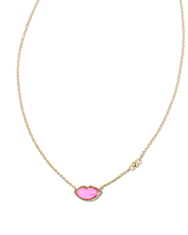Lips Gold Pendant Necklace in Hot Pink Mother-of-Pearl | Kendra Scott