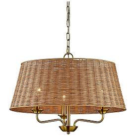 Forty West Jett 22x15.5" Metal and Rattan Pendant | Lamps Plus