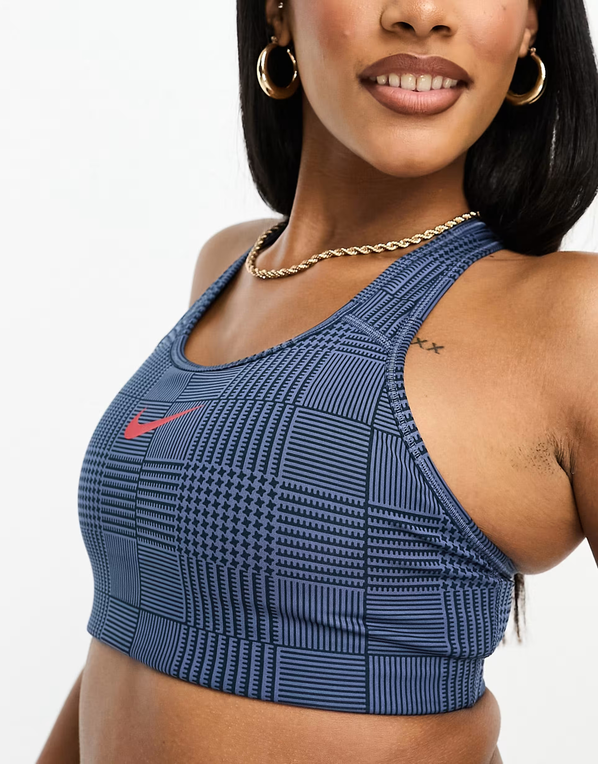 Nike Swoosh Campus bra in navy | ASOS (Global)