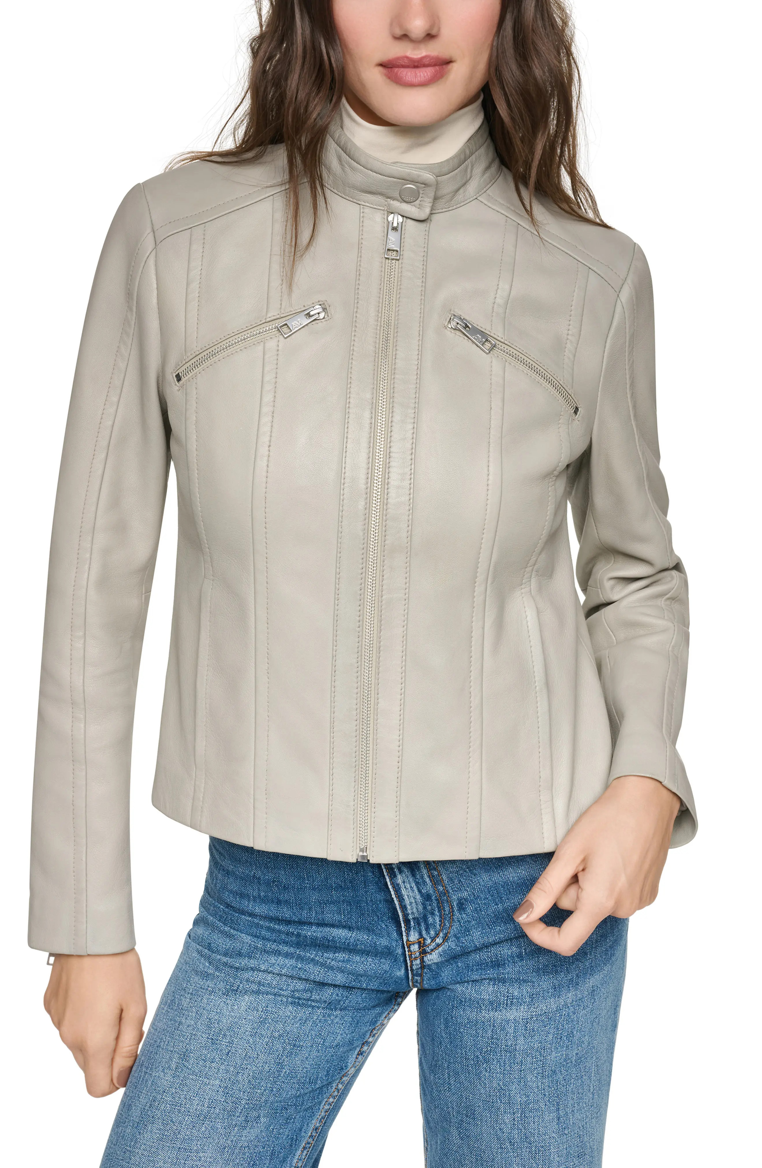 Andrew Marc Tilda Leather Racer Jacket (Women) | Nordstrom | Nordstrom