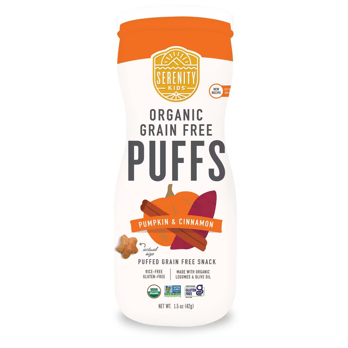 Serenity Kids Pumpkin & Cinnamon Organic Grain Free Puffs Baby & Toddler Snacks - 1.5oz | Target