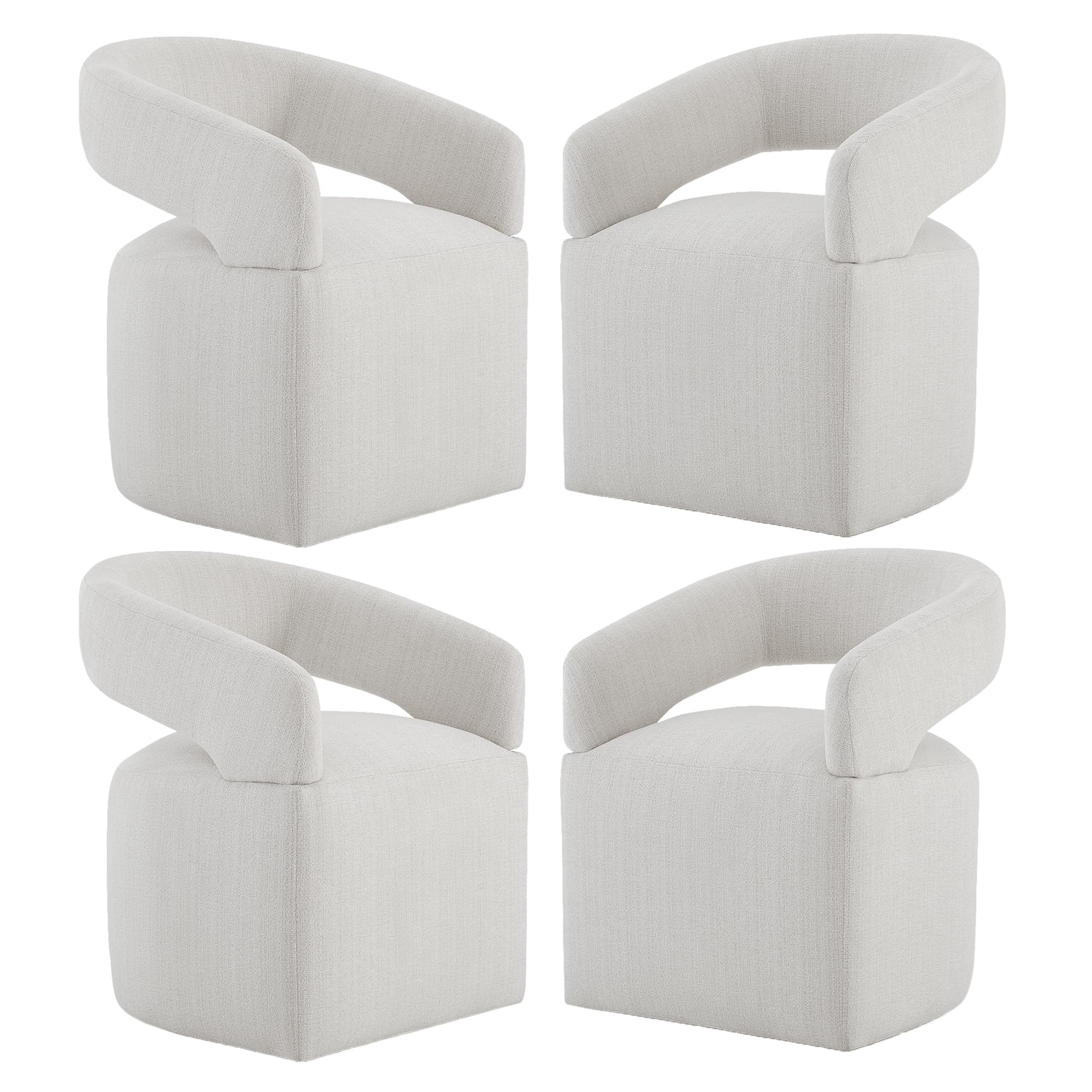 Upholstered Dining Chairs with Casters Modern Barrel Side Armchair with Rollers for Diningroom Be... | Amazon (US)