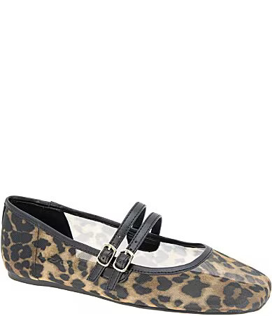 BCBGeneration Harisa Cheetah Print Mesh Double Strap Mary Jane Flats - 6.5 | Dillard's