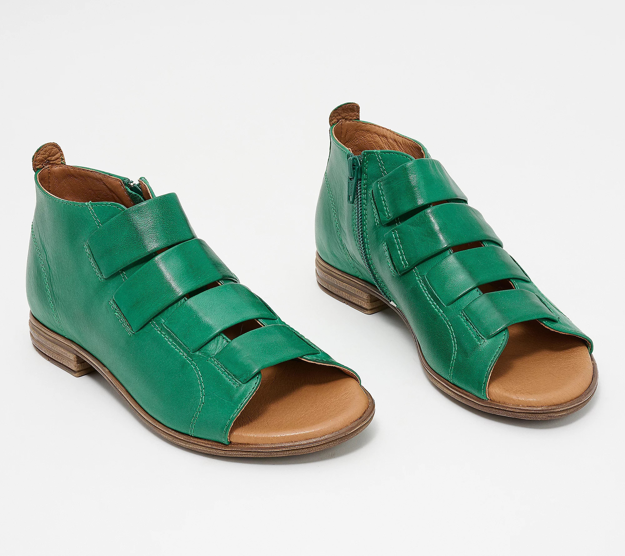 Miz Mooz Leather Wide Width Side-Zip Sandals- Dewdrop | QVC